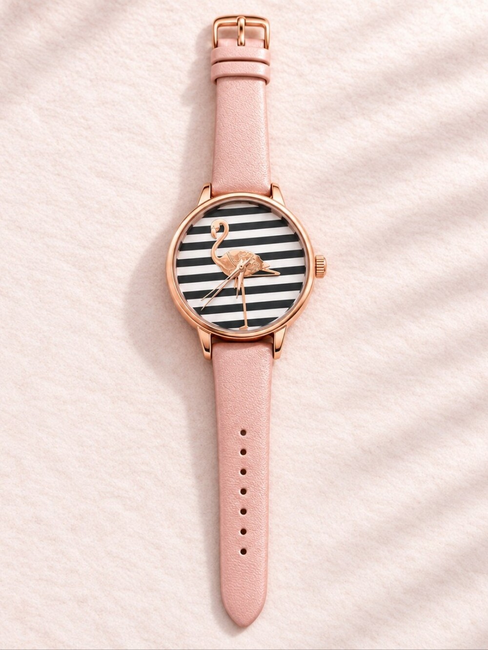 Juicy Couture Flamingo Stripe Rose Gold Blush Quartz Watch